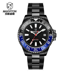 Maswitton Mens Automatic Mechanical Watch Diving Waterproof Light Energy Display Casual round Stainless Steel Band Timepiece