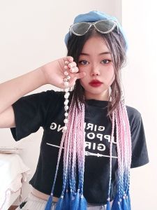 ผมปลอมสีสันสดใสแบบมัดย้อม 3 หาง เรียบสลับสี สำหรับผู้ใหญ่และเด็ก เหมาะสำหรับการแสดง ที่คาดผมแบบมัดย้อมสีสันสดใส