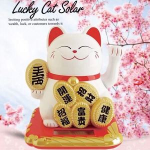 Wave Hand Cat Maneki Neko Lucky Cat Solar Waving Cats Good Luck For Car Decorations New Year