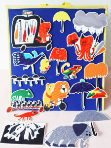 Mr. Squid Sell Umbrella Felt Picture Book Performance Props Classroom Educational Toys for Children Interactive Parent-Child Play