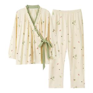 Miiow | Catwoman Sleepwear Womens Spring Autumn New Pure Cotton Long Sleeve Sweet Cute Floral Home Clothes Set Can Be Worn Outside