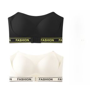 miiow | Anti-Slip Gathered Small Chest Concealing Womens Bra Summer No Shoulder Strap Letter Print Underwear Youth Female Comfortable