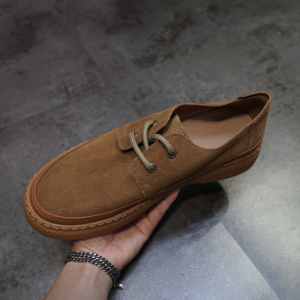 Fall 2025 Mens Casual Shoes Comfortable Breathable Leather Derby Shoes Vintage Style Slip-On round Toe Rubber Outsole