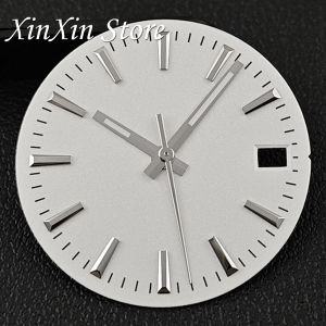 Grey Sunburst 28.5MM Watch Dial Stripes Simple Surface Single Date Watch Face With NH35 Watch Hands for NH35 NH36 4R/7S Movement