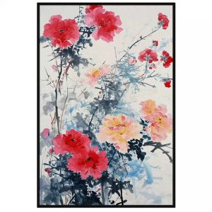 Tranh thủy mạc Hoa Cẩm Chướng. Tranh treo tường dán tường Canvas. CGI-239