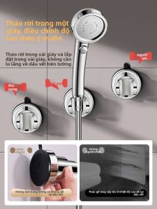 MONLEYTA | Đầu vòi sen dính trên tường có thể di chuyển không cần đục lỗ có thể điều chỉnh thiết bị cố định cho trẻ em giá đỡ vòi sen