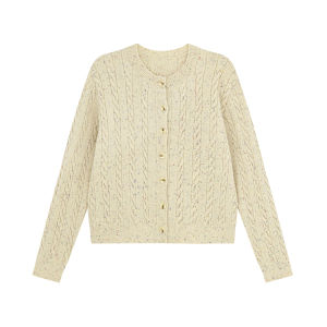 Colorful Dots and Braid Design Soft Knitted Cardigan