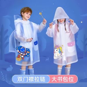 Child Raincoat Long One for School Waterproof Body And Bag Protector Rain Suit Boys Girls Students Full Coverage Heavy Rainproof