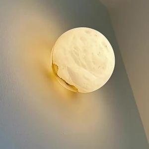 Marble Wall Light Modern Round Creativity Wall Lamp Bedroom Bedside Living Room Hallway Corridor Mood Light Art Decor