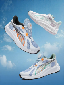 PUMA | Breathable Mesh Running Shoes With Twist Lace for Middle Kids