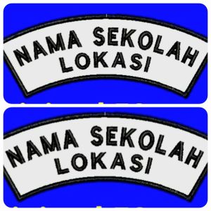 Bordir Nama Lokasi Seragam Sekolah SD SMP SMA - 2 Potong - Hitam Putih - Latar Biru