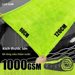 Khăn Lau Xe Cỡ Lớn 1000GSM 60x120cm Hai Mặt Chất Liệu Microfiber Siêu Thấm Hút Mềm Mại Không Gây Xước Khi Lau Xe