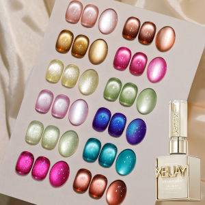 XEJAYI 12 ชิ้น 15 มิลลิลิตร Rainbow Candy Cat Eye Gel เล็บชุด UV LED แช่เล็บเจล กึ่งถาวร DIY Salon คุณภาพเล็บ