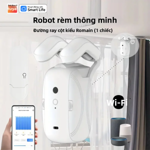 Robot Rèm Thông Minh Wi-Fi 1/2 Chiếc Có Điều Khiển Bằng Giọng Nói Đường Ray Rèm Kiểu La Mã Điều Khiển Từ Xa Qua Ứng Dụng Tương Thích Với Alexa & Google Home Màu Trắng