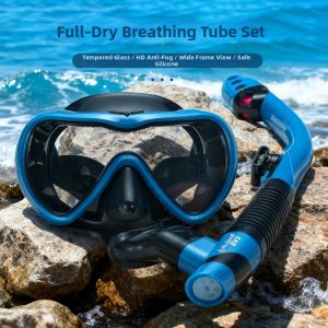 Waterproof Dry Snorkel Anti-choking Nasal Protection Diving Mask Set
