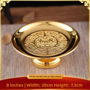 Chinese Style Alloy Offering Tray Fruit Plate Home Decorative Altar Supplies Wealth Deity Offering Tray Decorative Accessories
