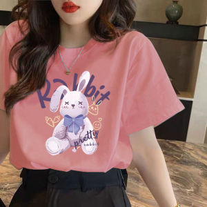 เสื้อยืดแขนสั้นผู้หญิงหลวมๆ ดีไซน์ลายการ์ตูนสไตล์เกาหลี INS Harajuku ฤดูร้อนปี 2024 เสื้อผ้าทำงานสไตล์ Kpop