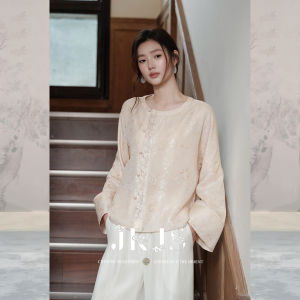 JK&JS | Traditional Chinese Style Silk Blend Embroidery Long Sleeve Blouse