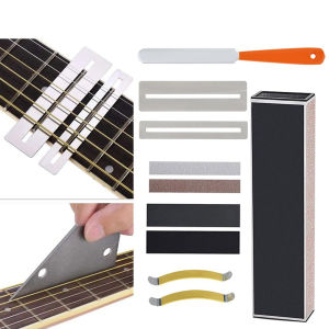 11Pcs/Set Guitar Fingerboard Luthier ToolGuitar Fret Crowning File Stainless Steel Fret Leveling Beam Sanding Leveler Beam and String Spreaders