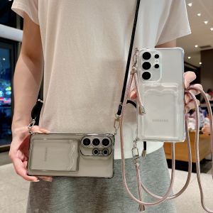 Crossbody Lanyard Hang Strap Case For Samsung Galaxy S26 S25 S24 S23 S22 S21 Note20 Ultra Shockproof Card Holder Wallet Cover