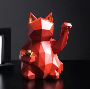 Patung Kucing Modern Keberuntungan Maneki Neko Halo Selamat Datang Fengshui Dapat 1 Pcs