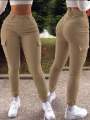 Sale! Women’s Khaki High Waist Cargo Jeans Slim Fit With Pocket Street Style Fashion. 