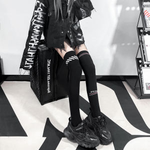 Womens High-Tube Cotton Socks Pure Color Pressure Leg Shaping Long Tube Socks over Knee Autumn Winter Anti-Slip Black Long Leg Socks