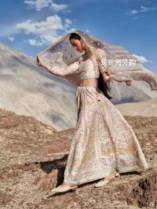 ผ้าฝ้ายยาวพิมพ์ลายธรรมชาติทำมือ ANOKHI ฤดูใบไม้ผลิ ฤดูใบไม้ร่วง คอวี แขนสั้น สไตล์เจ้าหญิง ผ้าฝ้ายผสม 60% ไหมมัลเบอร์รี่ 40%