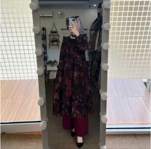 K-FASHION Tunik Modern Simple Elegan Baju Setelan Atasan dan bawahan Wanita Terbaru Lebaran Viral Import Mewah Rosalina Violin