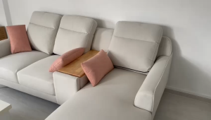 Flexidesignx 3 Seater L Shape Sofa Easy Clean Fabric Cup Holder Metal Legs – ELTON