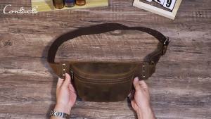 Vintage Mens Chest Bag Cowhide Leather Sling Bags Crazy Horse Leather Crossbody Shoulder Fanny Pack For Man Male