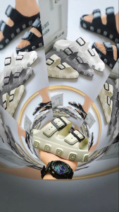 New Elegant Men Casual Rubber Slides with Logo Pattern and Double Buckle