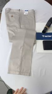 Quần kaki màu ghi GREY Việt Tiến không ly 6R6509 100% cotton