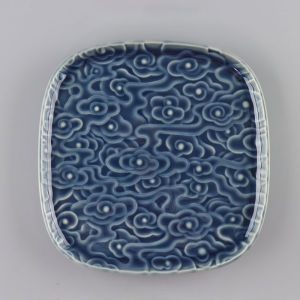 Creative Chinese Style Indented Pattern Retro Tea Ceremony Snack Plate Square Court Style Dry Fruit Cake Snack Tea Treat Dish