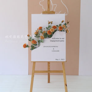 Xiaohongshu Internet Celebrity Fancy Wedding Artificial Flower Poster Stereo KT Welcome Board Hotel Doorway Decoration Layout