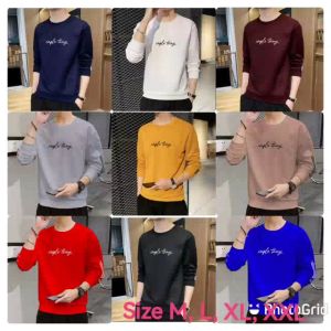 Bisa COD Sweater Keren Kaos Pria Distro Simple Salur Crewneck Trendy Sweatshirt Elegan Sweter Kasual