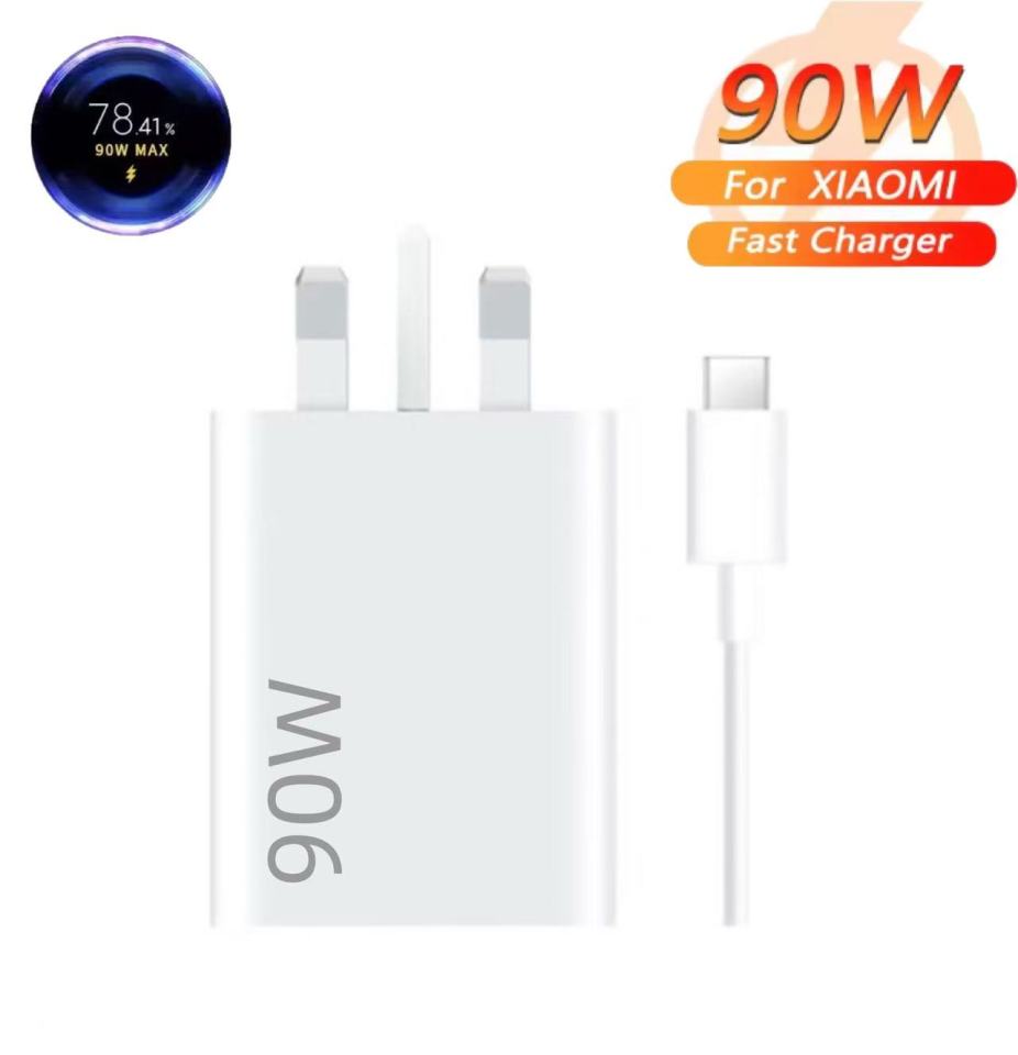 For Xiaomi 90W 67W UK Fast Charger Adapter Turbo Charge + 6A Type-C Cable For Xiaomi 15 14 Ultra 13T 12 Pro Redmi 14C 13C A3 Note 14Pro 13 Poco X7 Pro F6 Pro For Phone Tablet Laptop Fast Charging