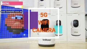 (5MP) 5G WiFi CCTV SriHome SH038 2K IP Security Camera PTZ Two-Way Voice Alarm Siren Color Night Vision Phone View