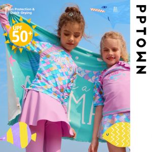 PPTOWN | Children Girls Split-Type Sun Protection Quick-Dry Swimsuit