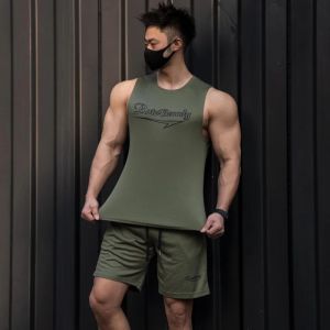 2024 Casual Sport Suit Men Running Fitness Vest+Shorts Two-Piece Set Loose Quick Drying Basketball Training Tracksuit Mans Set