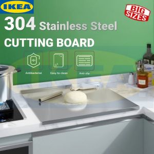 Food Grade 304 Stainless Steel Heavy Duty Chopping Board Cutting Board Non-slip Edge Suitable for Cutting Vegetables Pastries Kitchen Utensils