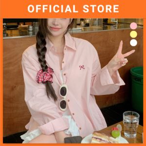 Women Long Sleeve Shirt Blouse Loose Fit Collored Office Casual Baju Wanita Lengan Panjang 女生宽松上衣