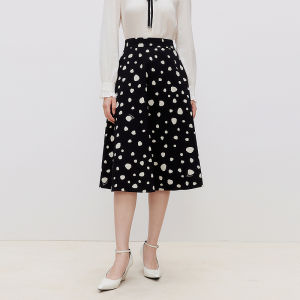 Koradior | Elegant Floral A-Line Mid Length Skirt