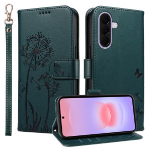 Leather Wallet Flip Case for Samsung Galaxy S22 S23 S24 S25 S26 FE Ultra Plus Edge | Dandelion Embossed Design Card Holder