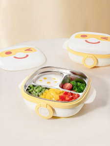 Beeshum | Partitioned Stainless Steel Insulated Feeding Plate Suction Cup
