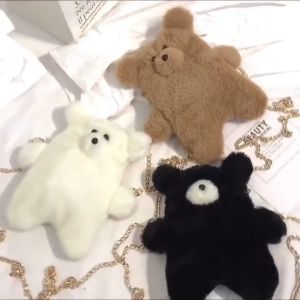 TASNOVAKU - BABYBEER TAS SELEMPANG BULU BONEKA TAS BAHU TALI RANTAI TAS LUCU REMAJA KEKINIAN