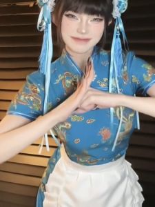 New Chinese Style Cheongsam Dress Halloween Christmas Cosplay Uniform Short Sleeve Maid Uniform Short Flag Robe Daily Wear