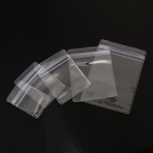 20pcs/bag PVC Transparent Side Hole Offset Hole Bags Plastic Small Gifts Jewelry Candy Packing Reclosable Pouches