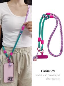 Mobile Phone Lanyard Long Crossbody Adjustable Back Pendants Multi-Function Halterneck Woven Strap Removable Wrist Strap Lanyard Phone Case with Gasket Clip Strong and Durable Bee Loudspeaker Chain