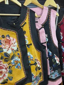 Retro High-End New Chinese Style Embroidery Large Size Womens Vest Jacket Autumn Winter Fashion Versatile Anti-Aging